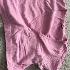 Garage Blush Ribbed V-Neck Tee